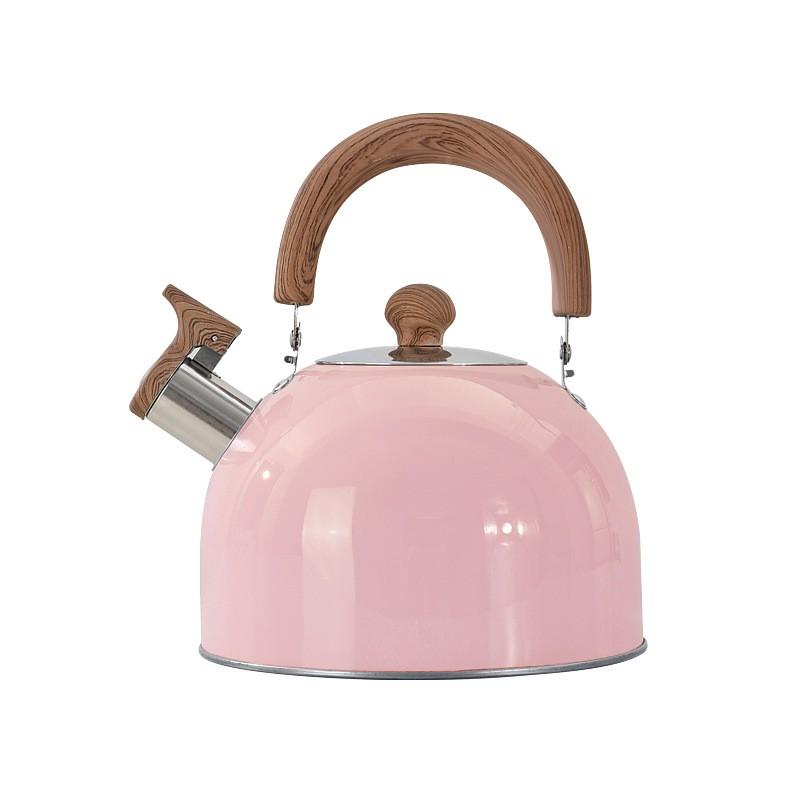 Bollitore Fischione in Acciaio Inossidabile da 2,5L Rosa Moderno per Fornello con Segnale Acustico Forte Uso in Cucina