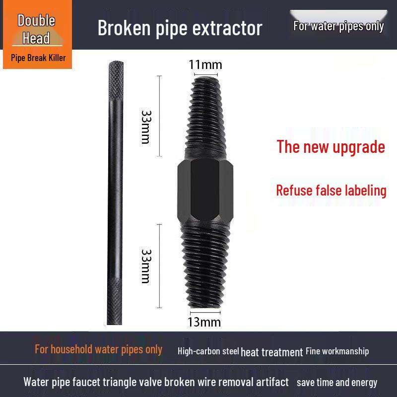 Double-Headed Screw and Broken Pipe Extractor with Four-Point and Six-Point Reverse Threads