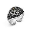 Adjustable Open Ring Men Women Vintage 3D Pixiu Sterling Plated Geometric Animal Statement