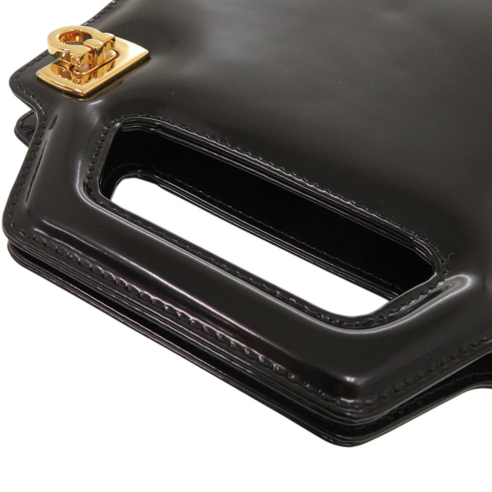 Used AUTHENTIC Salvatore Ferragamo 213494 Gancini Wanda Mini Hand Bag Black Leather