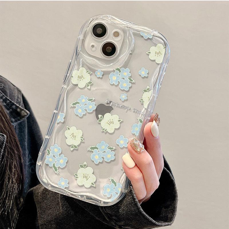 

Синий цветочный чехол для iPhone14, чехол для мобильного телефона Apple 13promax All-inclusive 12/11 Anti-fall XR Transparent 16 Apple XS