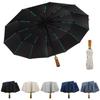 CAPASTEC Folding Large 12 Automatic Opening and Typhoon Rain UV Wooden Suitable for Both Sunny and Rainy Beige Umbrella, Size, Ribs, Closing,