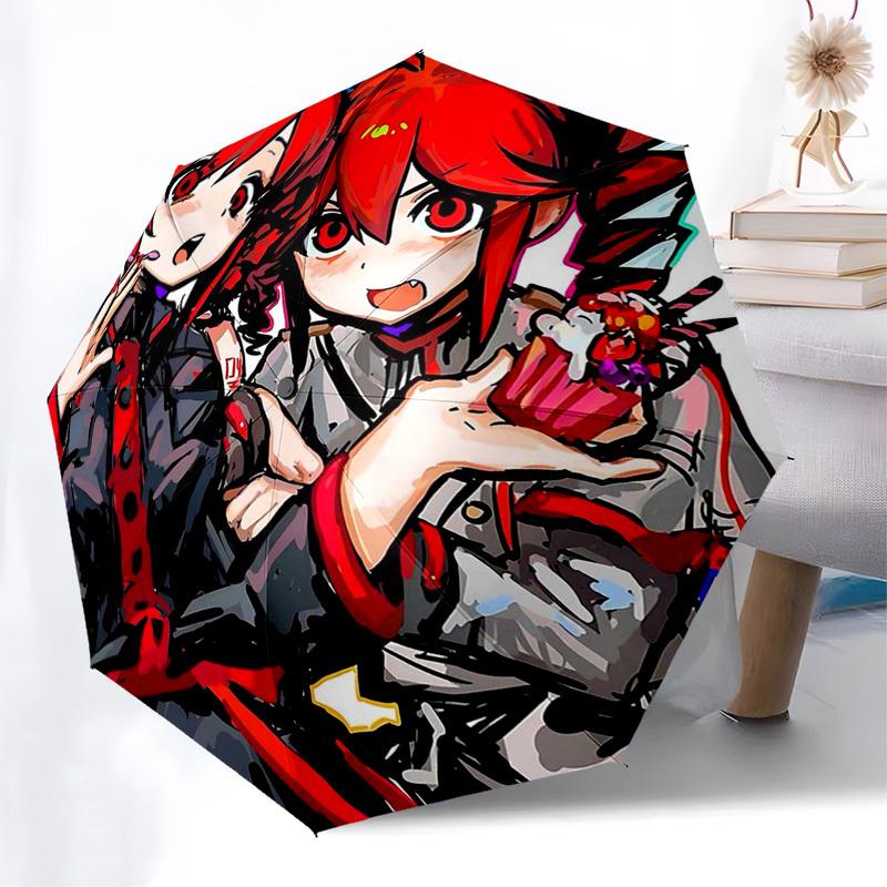 1pc Outdoor Umbrella with Anime Characters, Automatic Opening/Closing, Portable 3-Fold Design, 8-Rib Iron Frame - Perfect Gift for Fans, Traveler