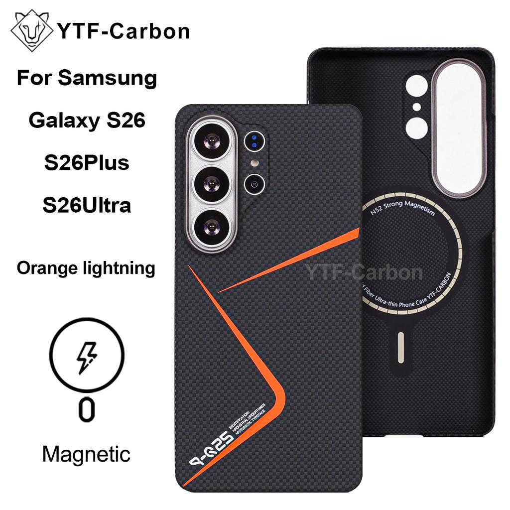 YTF-carbon Luxury Real Kevlar Case for Samsung Galaxy S26 Ultra/S26Plus/S26, Aramid Fiber Magnetic MagSafe Cover