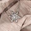 Women Frozen Snowflake Necklace Christmas Gift Silver Plated Rhinestone Crystal Pendant Chain