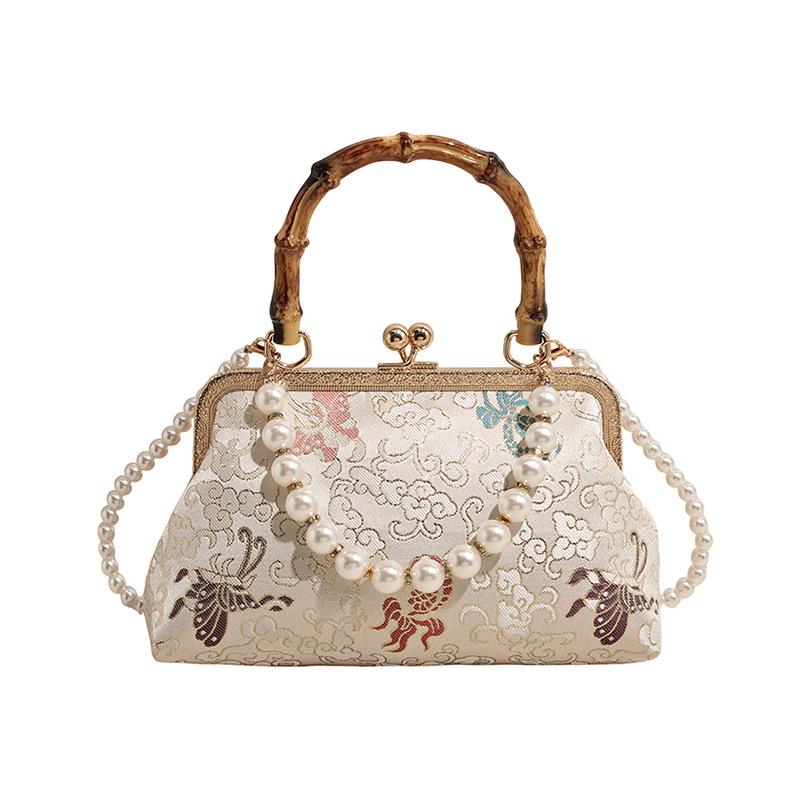 Handbag  Shoulder Bag Retro Pearl Chain Crossbody Bag  Women's Bag