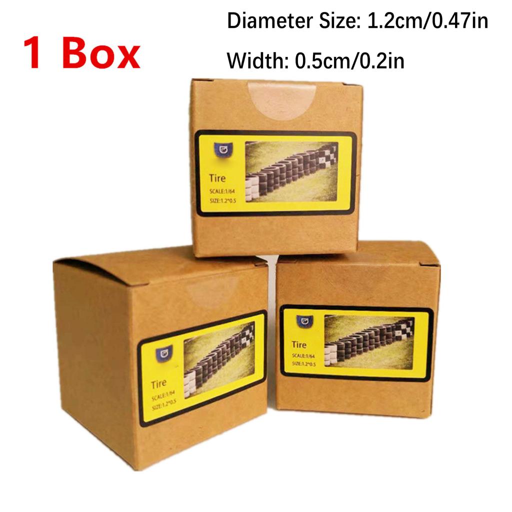 100Pcs/Box 1/64 RC Car Model Tires Rubber Tyre Tires Wheels 12mm*5mm Diorama Display Decoration Collection for 1/64 Car Model