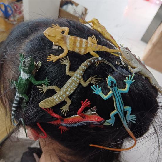 12Pcs Hairpin Vibrant Color Lizard Decor Handcrafted Hair Clip Hair Decoration Halloween Hair Accessory Fun Costume Gift
