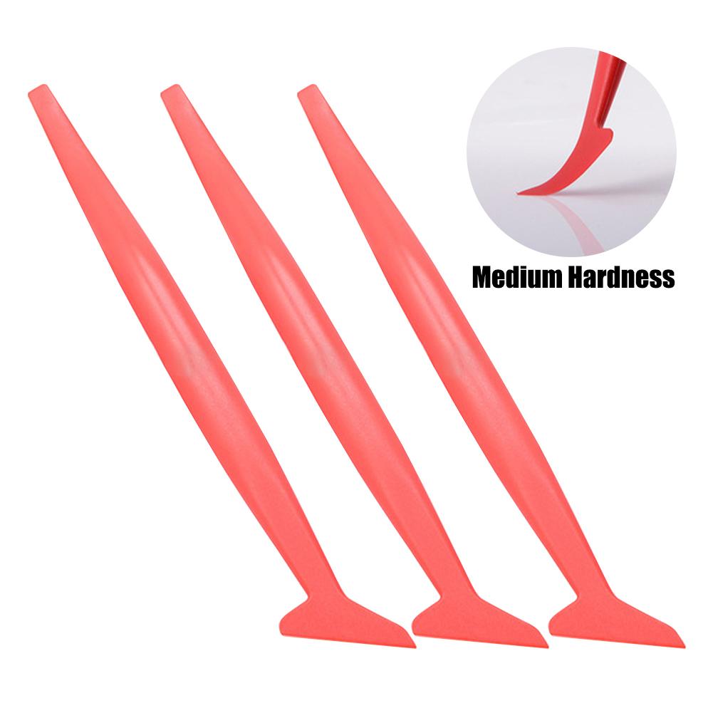 3Pcs Vehicle Stickers Vinyl Wrap Tool with 3 Micro Squeegees of Different Hardness Flexible Contoured Scraper for Seam Stuffing