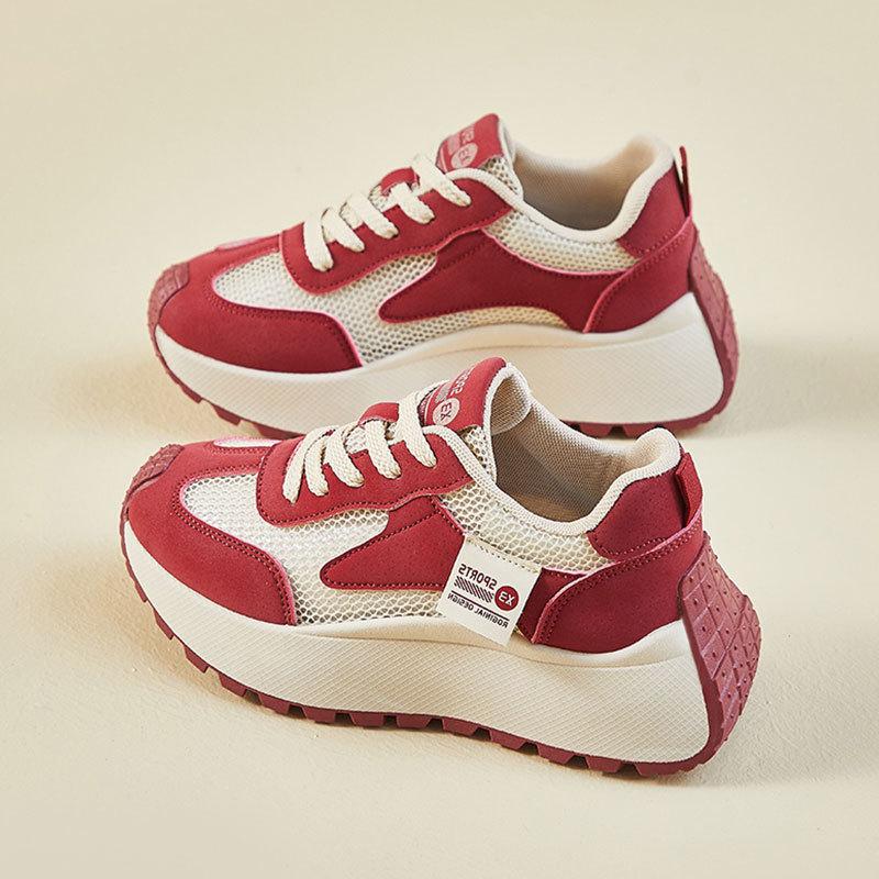 Mesh Dad Shoes Women's 2025 New Summer Breathable Women's Shoes Versatile Super Fire Thick Sole Heightening Sports and Leisure Shoes