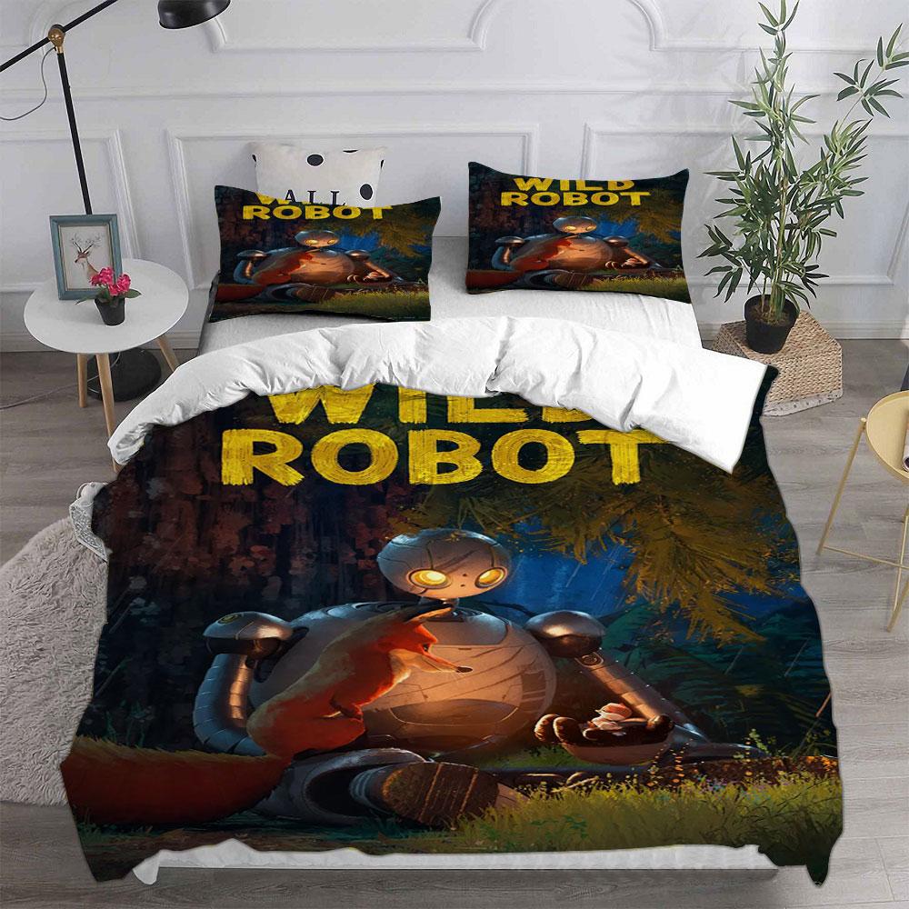 The Wild Robot (2024) Bedding Sets Bed Cover Comforter Duvet Cover Pillow Case 2-3 Pieces Sets Kids Adult Bedroom Decor