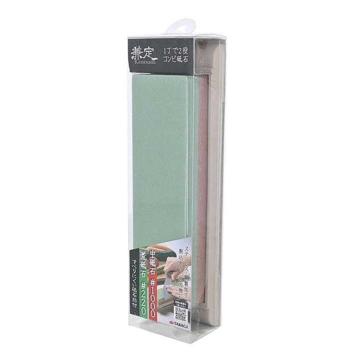 Takagi Kantetsu Knife Sharpening Stone Coarse/Medium #220/1000 (Green/Beige)