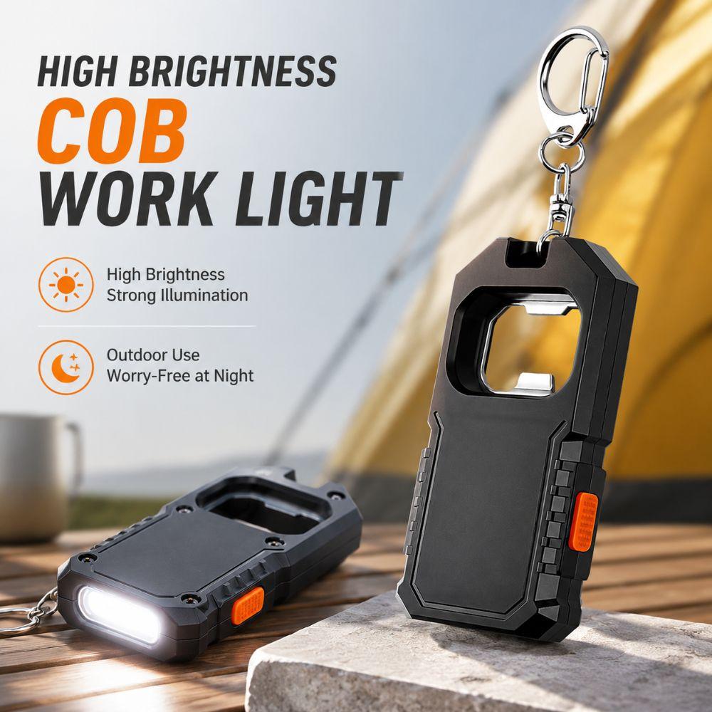 USB Rechargeable Working Light LED COB Emergency Lantern Keychain Flashlight  Outdoor