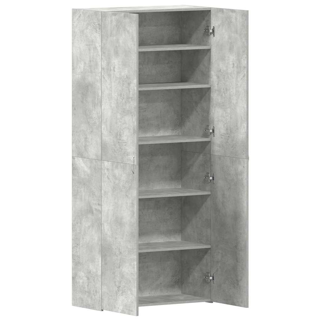 Shoe Cabinet with Shelf Gray 80 x 35.5 x 180 cm Engineered Wood