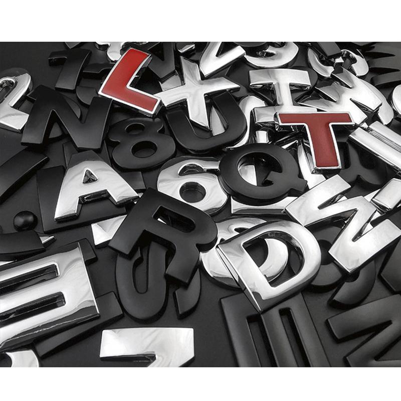 3D Metal DIY Letters Alphabet Numbers Emblem Decal Digital Badge Car Styling Rear Trunk Logo Sticker Accessories Motorcycle