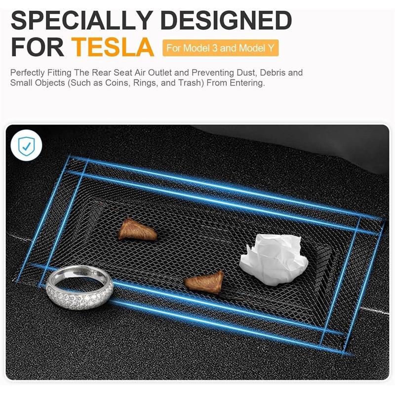 2 Pcs For Tesla Model Y 3 Highland 2024 Air Vents Cover Under Seat Outlet Protector Anti-Blocking Dust Mesh Interior Accessories