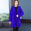 Women's Thickened Warm Imitation Mink Fleece Coat for Fall/Winter Long-Length Hooded Wool Coat for Middle-Aged and Elderly Women