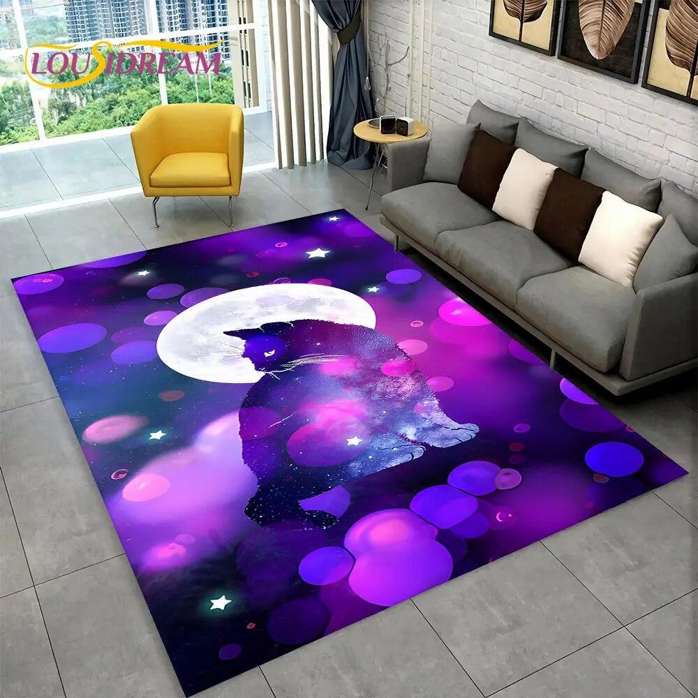 3D Cartoon Cute Cat Area Rug Large,Carpet Rug for Living Room Bedroom Sofa Doormat Kitchen Decoration,Child Non-slip Floor Mat