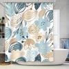 Nature-inspired Shower Curtain Set Blue and Beige Floral Patterns for Bathroom Decor Made with Waterproof Fabric and Ring Holder