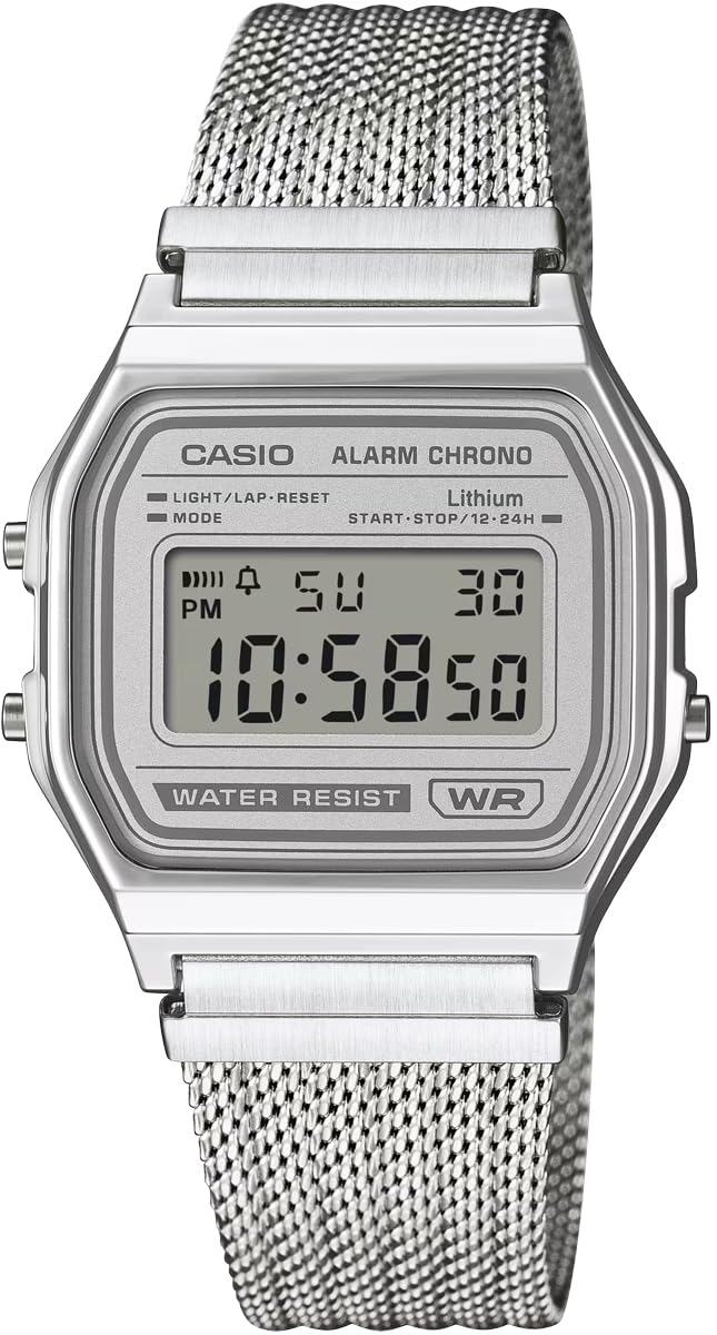 

CASIO Digital Watch Vintage Series Mesh Metal Band Unisex Silver Overseas Model [Casio] A158WEM-7 [Used]