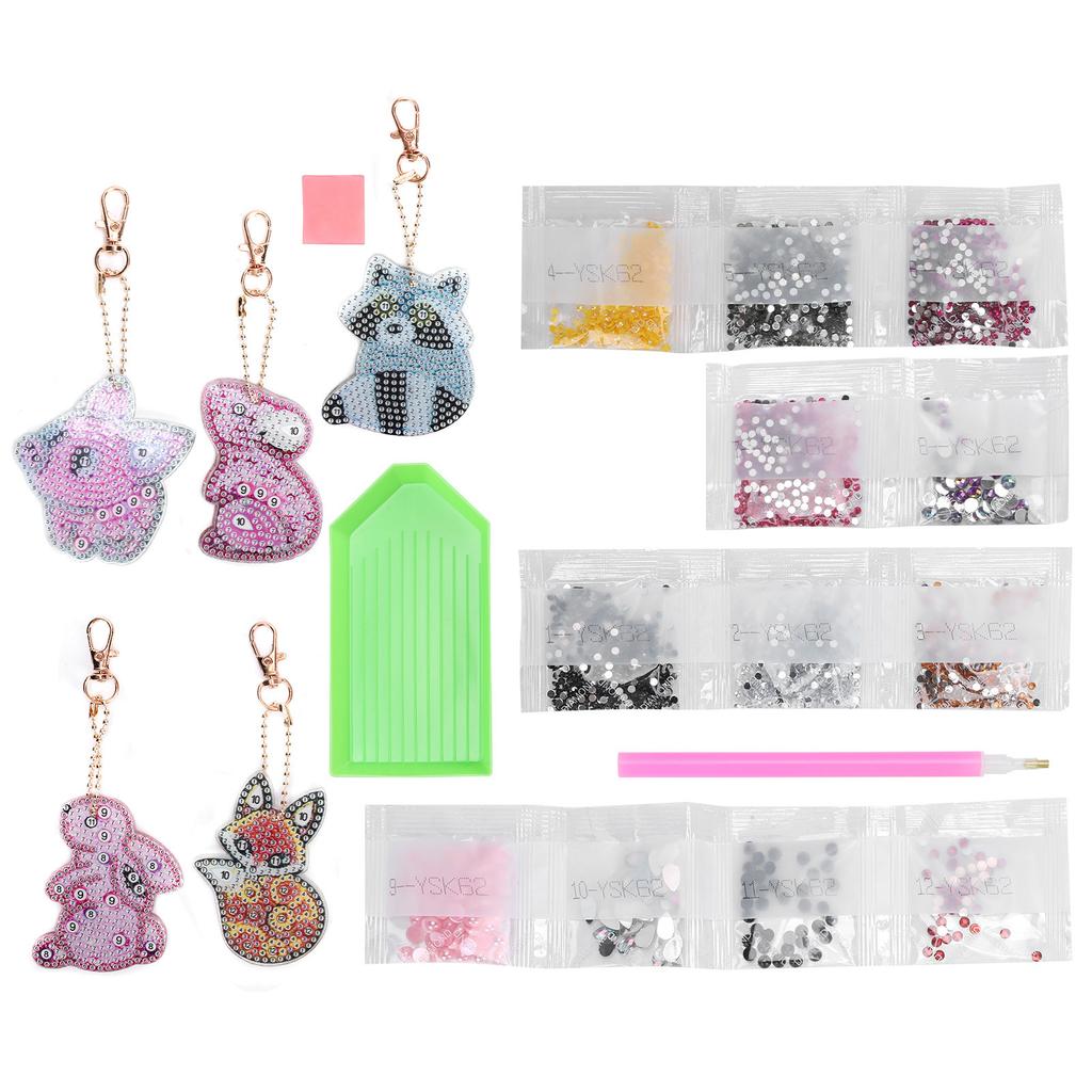 Sada klíčenky s diamantovou malbou Stylový přívěsek Kreslený DIY Vyšívací řemeslo Dekorace