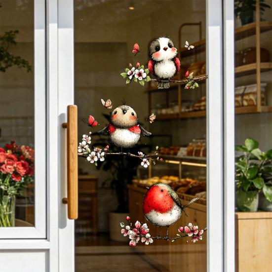 Adesivo Statico per Vetro Animali Cartoni Animati Rimovibile Impermeabile Decalcomania Decorativa per Finestra Casa Ufficio Soggiorno