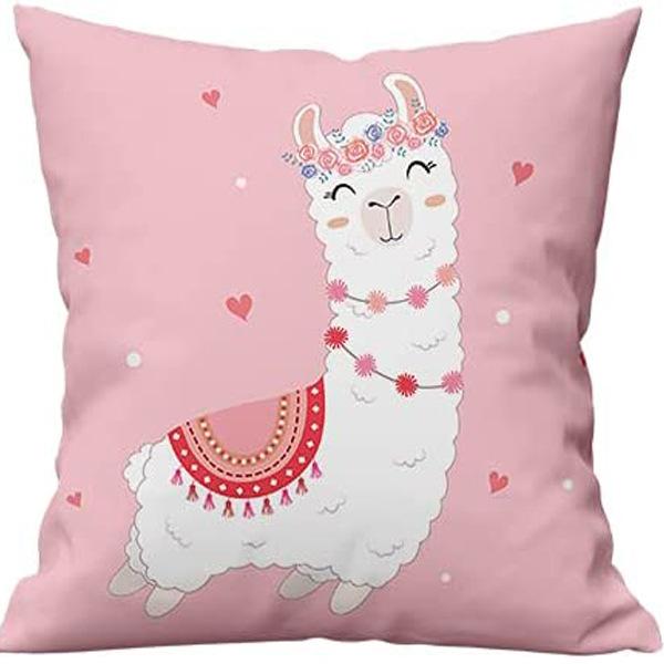 Super Cute Cartoon Linen Pillow Case Digital Printed Cushion Sofa Bed Pillow Simple