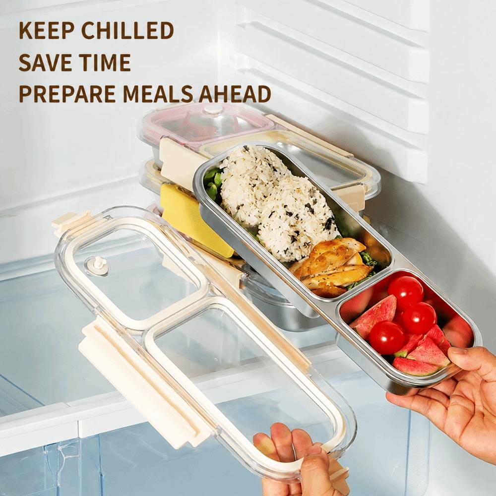 Thermal Insulation Bento Box 304 Stainless Steel Food Container Divided Lunch Box  For Meal Prep