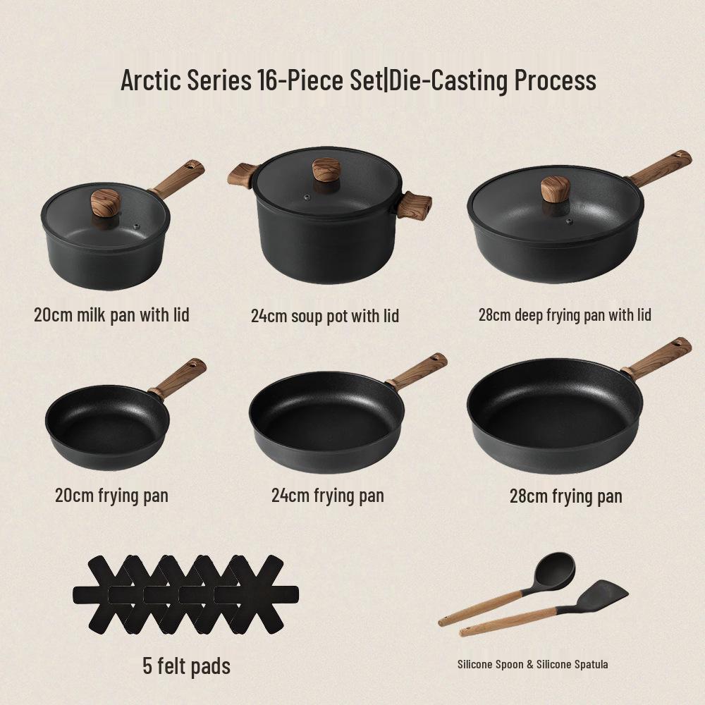 Titanium Flat-Bottom Cookware Set: Non-Stick Frying, Stewing, and Stir-Frying Pot Set for Steak and Eggs