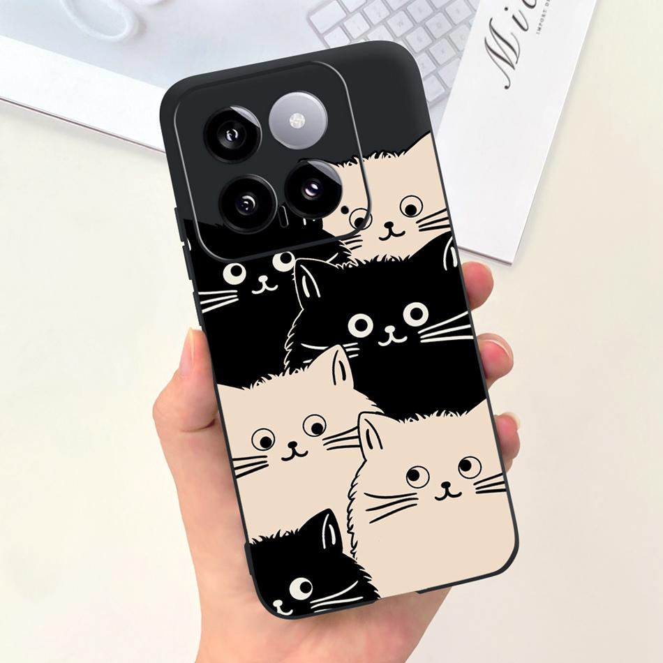 For Xiaomi 14 Phone Case Xiaomi Mi 14 5G Mi14 2024 Cute Cat Cartoon Jelly Silicon Soft Protective Back Cover