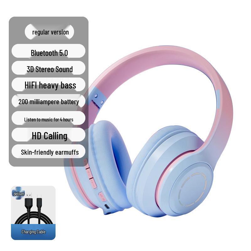 2025 Bluetooth Over-Ear Headphones for Female Students: Stylish Wireless Earmuff Headset