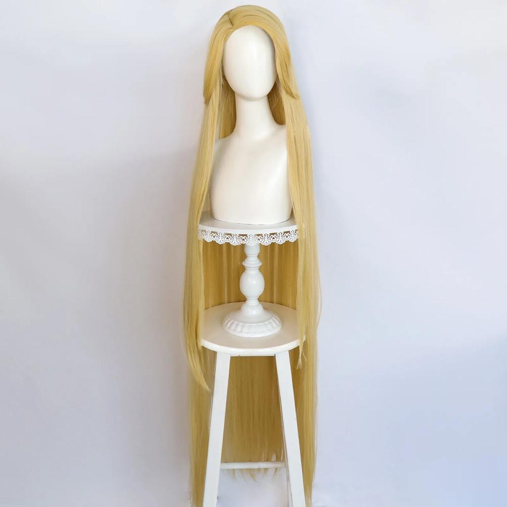Halloween Damen Prinzessin Tangled Rapunzel Cosplay Perücke blondes Haar Rollenspiel Kostüme