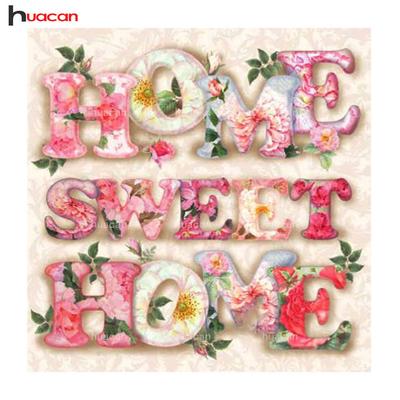 Diamond Embroidery Home Sweet 5D Diamond Painting Full Rhinestone Mosaic Flower Crafts