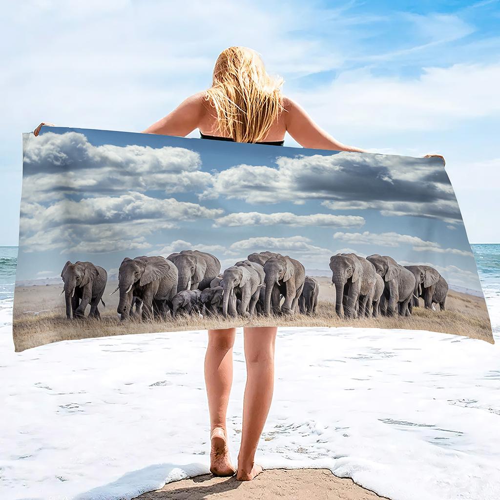 Elefant Strandtuch Reise Übergröße Pool- und Badetücher Pooltuch Superweicher Plüsch Sandfreies Handtuch Schnelltrocknendes Strandtuch