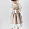 Kawaii Japanese Style Kids Apron Dress Cotton Solid Color Coffee Aprons Soft Cross-back Gardening Overalls for Painting Baking