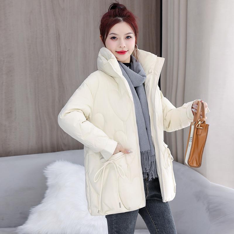 Large size cotton clothes women's fat mm winter short new fashion stand-up collar love embossed loose cotton-padded coat