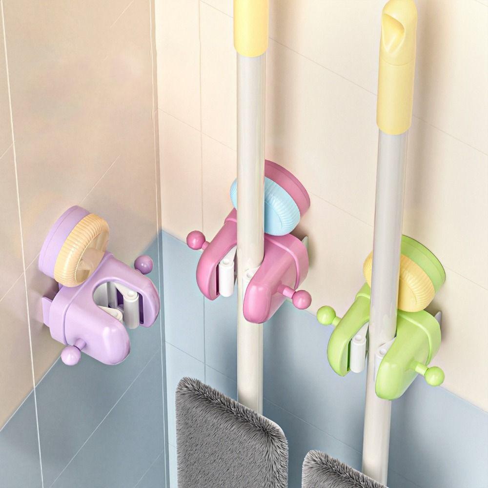 Dopamine Suction Cup Mop Holder Punch Free Mop Broom Holder Durable Mop Storage Clips  Bathroom