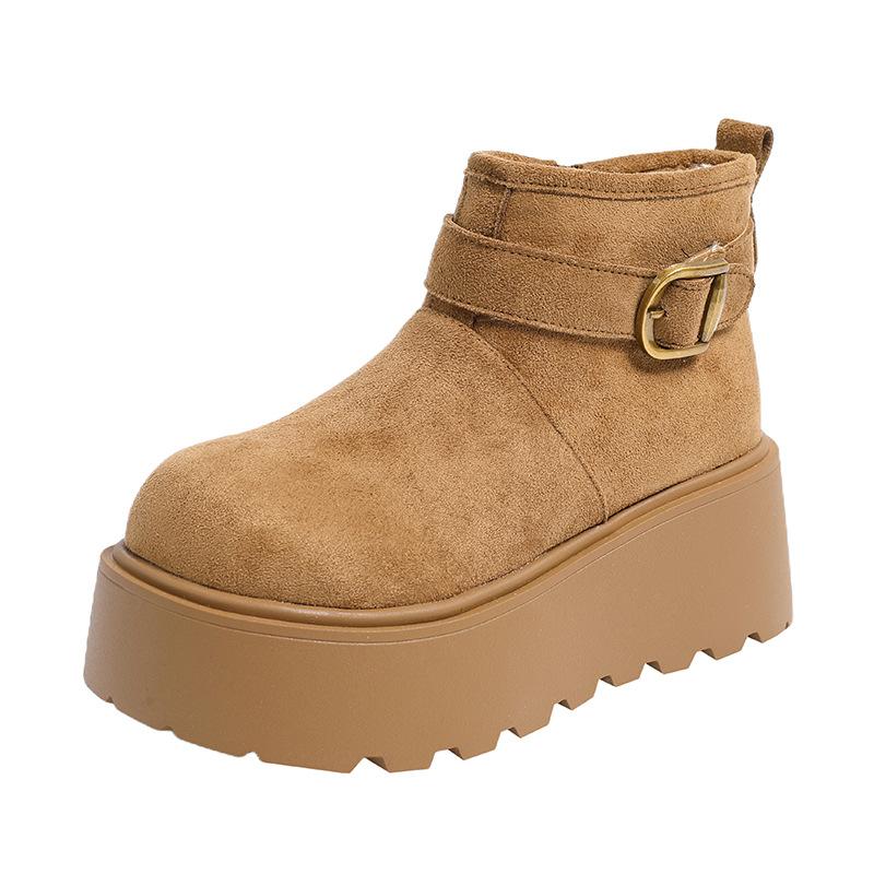 Thick-soled heightening muffin-soled snow boots for women 2025 autumn and winter new thermal cotton shoes velvet short boots for women thickened cot