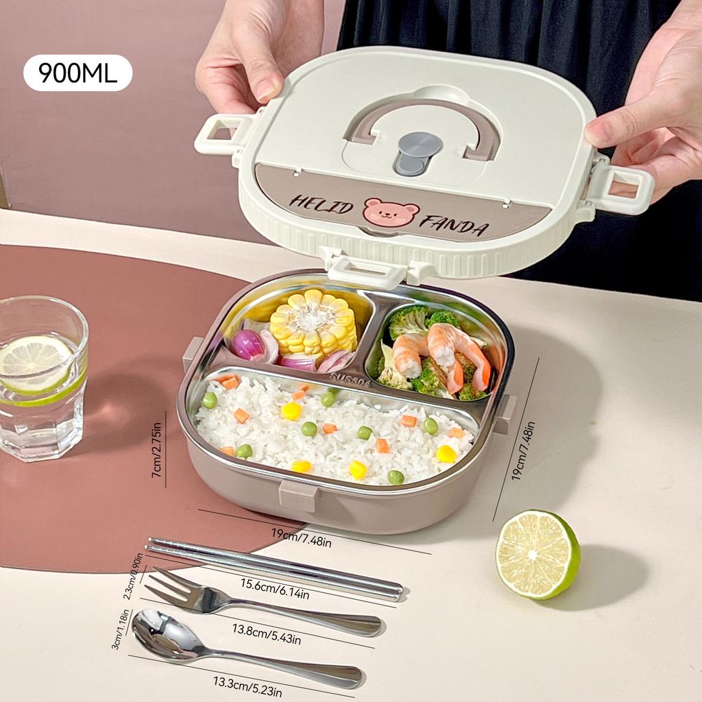 WORTHBUY Přenosný Bento Box na Oběd se 4/5 přihrádkami Mikrovlnný Uzavíratelný 304 Nerezový Kontejner na Jídlo Sada Pro Děti Studenty