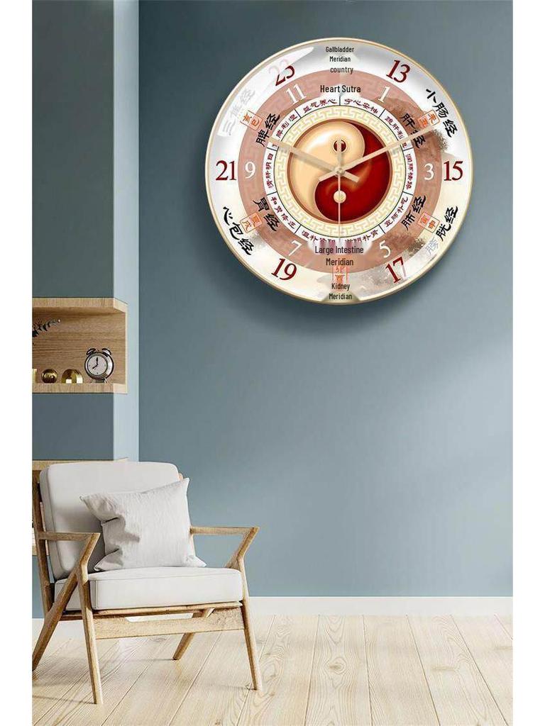 TCM Health Wall Clock with Auto Time Correction & Earthly Branches