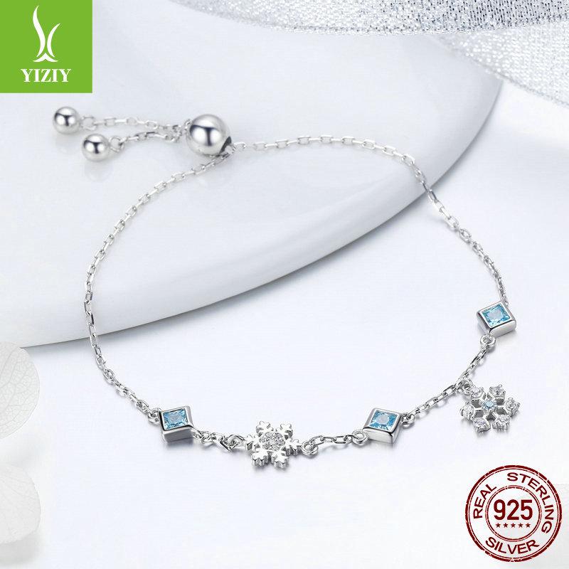 Yinziyun Snowflake Rhinestone S925 Silver Winter Bracelet - Christmas Jewelry