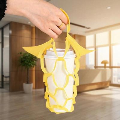 Reusable Beverage Carrier Non Woven Water Cup Tote Decorative Milk Tea Drink Bag for School Picnic and Shops