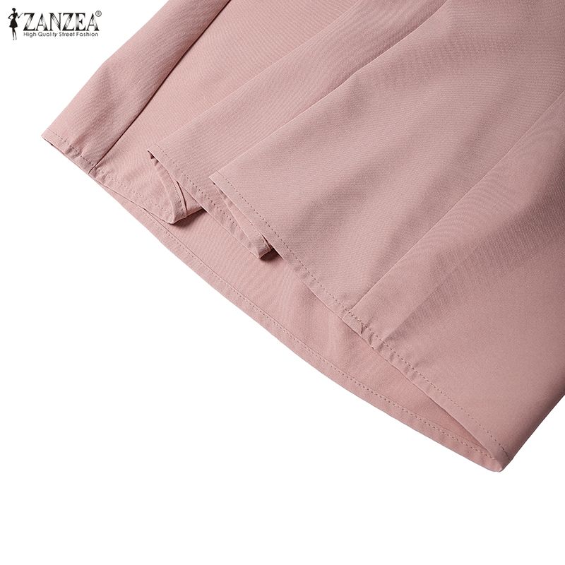 ZANZEA Damska Bluzka z Długim Rękawem i Spodnie z Szerokimi Nogawkami Casualowe Dwuczęściowe Zestawy