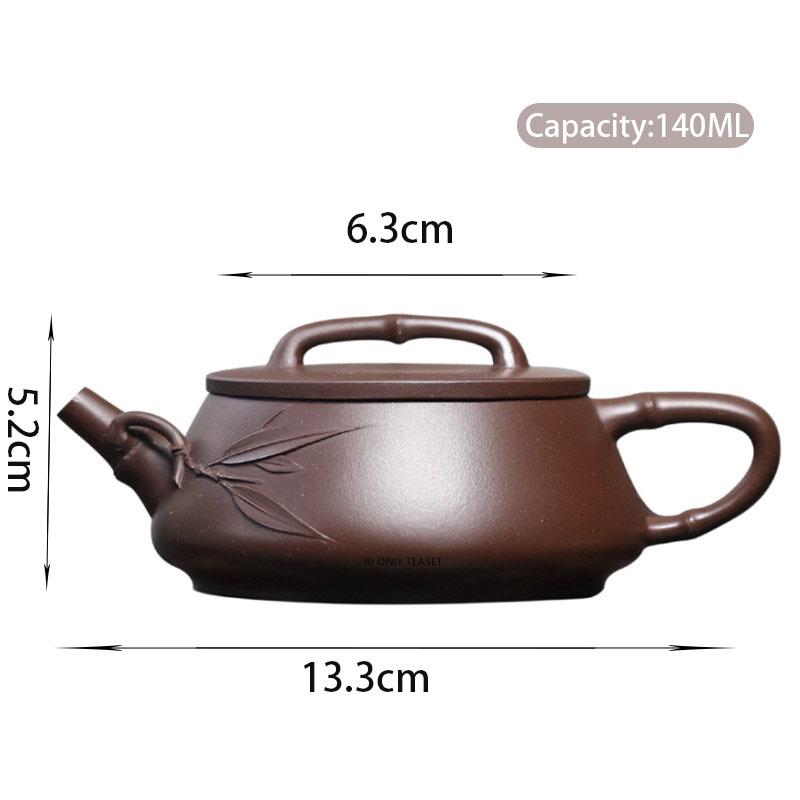 

140ml Chinese Yixing Purple Clay Teapot Famous Handmade Bamboo Leaf Zisha Tea Pot Beauty Tea Infuser Kettle Tea Set Customized