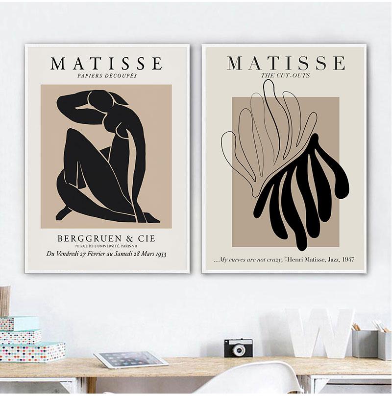 Henri Matisse Abstract Painting Minimal Illustration Wall Art Canvas Prints Vintage Beige Wall Pictures Home Decor No Frame