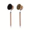 Horsehair Replaceable Pot Brush Long Handle Detachable Pot Brush Natural Loofah Soft Hair Pot Brush Coconut Brown Cleaning Brush