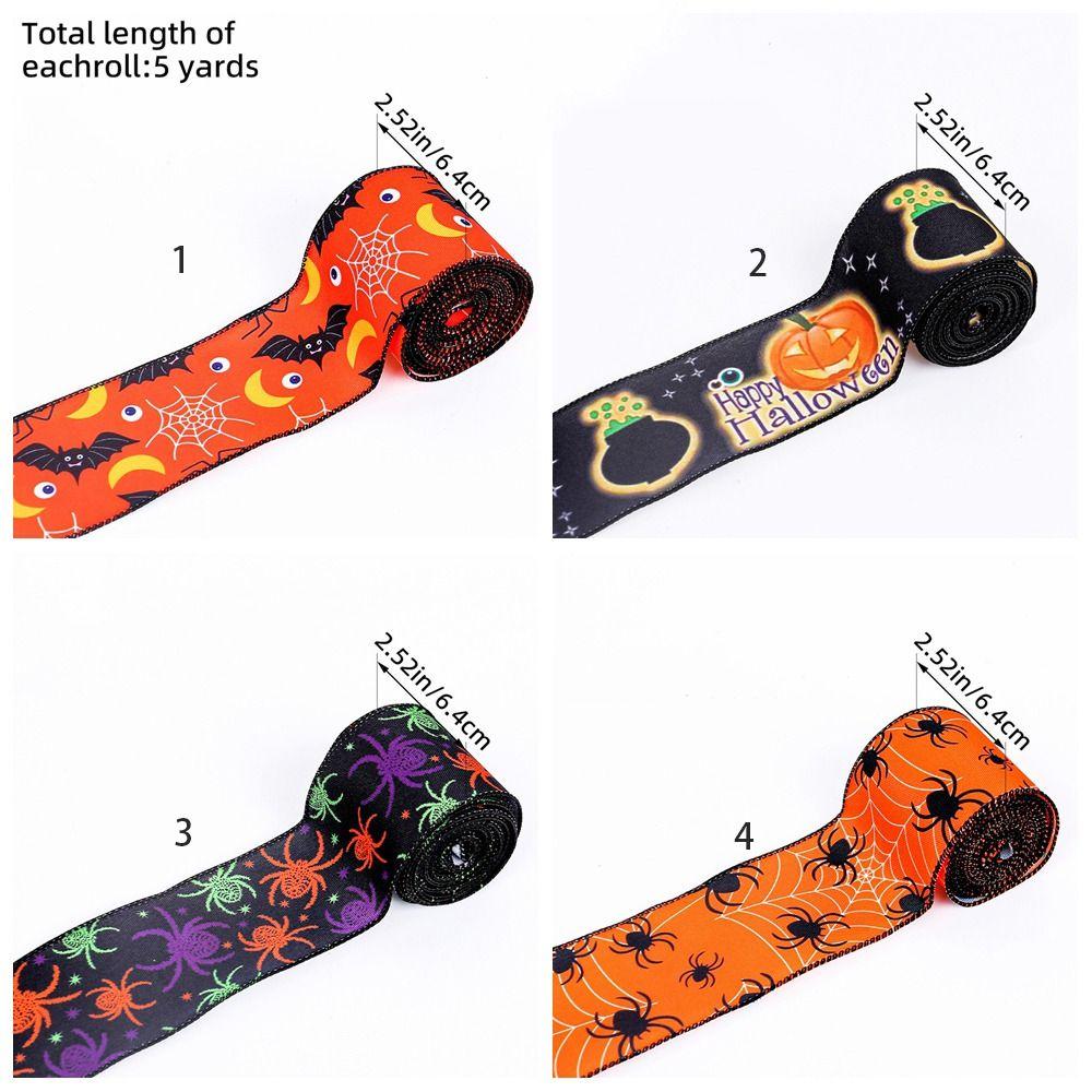 Handicraft Halloween Printed Ribbon Ribbon Material DIY Ribbon Strips Bat Printed Ribbon  Halloween