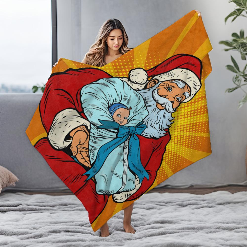 TU Santa Claus Throw Blanket Cozy Christmas Gift Festive Home Decor Holiday Reindeer Snowman Family Gift Xmas Dorm Room Bedding