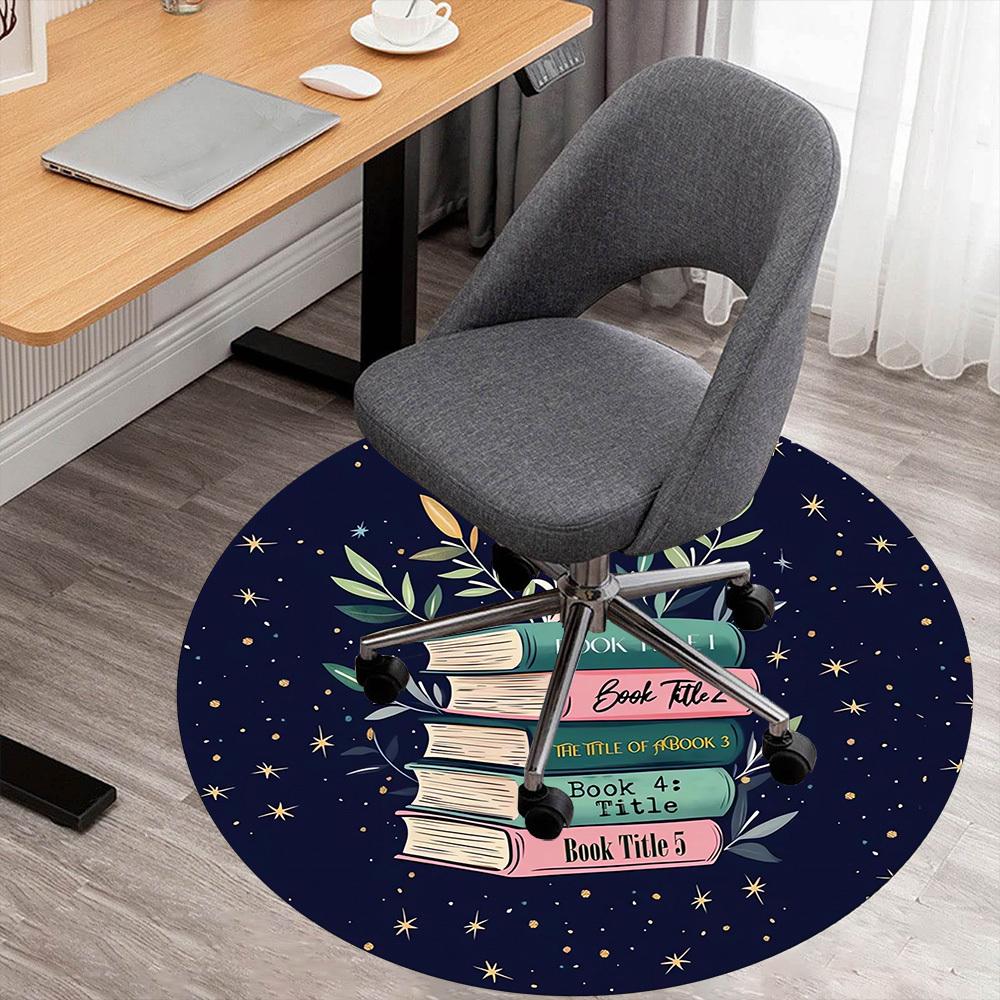 

1pc books starry night Round Chair mat Area Rug - Non-Slip, Floor Mat for Office, Bedroom, and Indoor Decor c1118154 80cm by 80cm