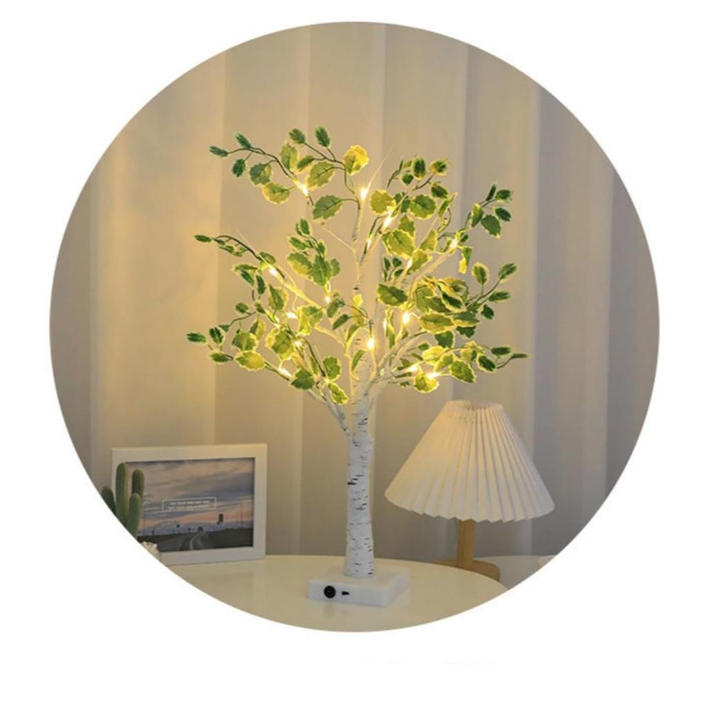 siawadeky Eucalyptus-Style Leaf Tree Lights Night Lights with 24 Bulbs, USB and LED Dual Power Supply, DIY Artificial Tree Lamp, Indirect Lighting,